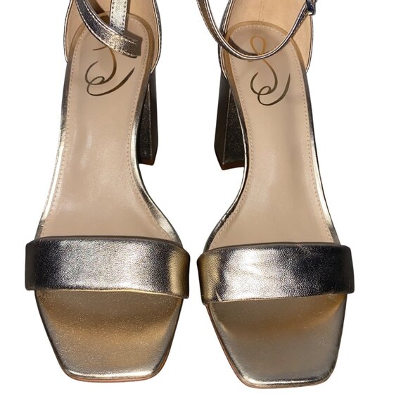 Sam Edelman gold Metallic Block Heel Sandals shoes women’s 7.5 event party - Picture 3 of 11